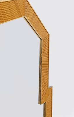 Mid-Century Modern Italian Wood and Brass Mirror, 1970s-FER-1807253