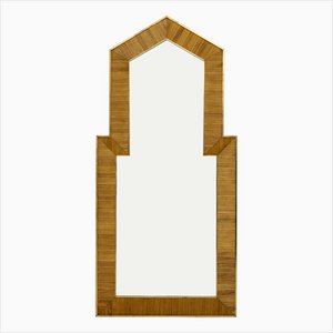 Mid-Century Modern Italian Wood and Brass Mirror, 1970s-FER-1807253