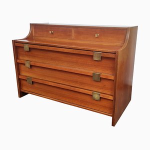 Mid-Century Modern Italian Wood and Brass Sideboard Chest of Drawers, 1960s-EUP-1099106