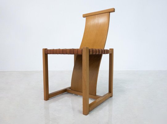 Mid-Century Modern Italian Wood and Leather Chairs, 1950s, Set of 12-FGA-1783826