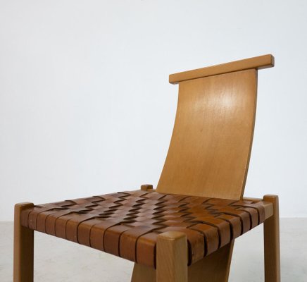 Mid-Century Modern Italian Wood and Leather Chairs, 1950s, Set of 12-FGA-1783826