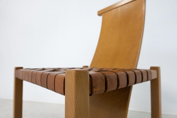 Mid-Century Modern Italian Wood and Leather Chairs, 1950s, Set of 12-FGA-1783826