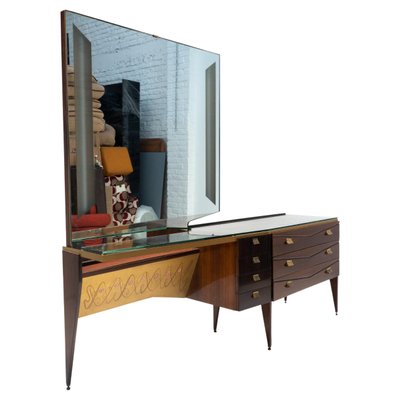 Mid-Century Modern Italian Wooden Dressing Table with Lightning Mirror, 1960s-FGA-1147495