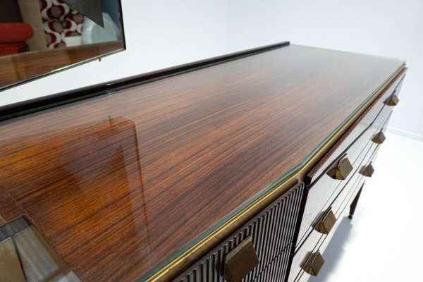 Mid-Century Modern Italian Wooden Dressing Table with Lightning Mirror, 1960s-FGA-1147495