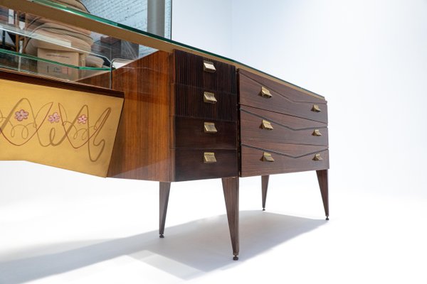 Mid-Century Modern Italian Wooden Dressing Table with Lightning Mirror, 1960s-FGA-1147495