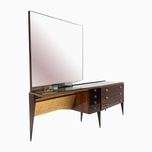 Mid-Century Modern Italian Wooden Dressing Table with Lightning Mirror, 1960s-FGA-1147495