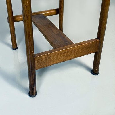 Mid-Century Modern Italian Wooden Structure & Faux Leather Seat High Stool, 1970s-GDD-1428339