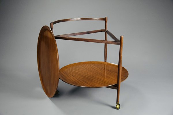 Mid-Century Modern Italian Wooden Two Tier Serving Cart-IEI-1153865