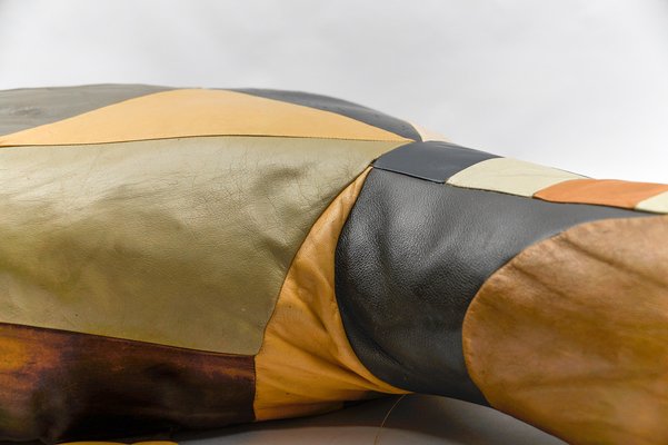 Mid-Century Modern Leather Turtle Poufs, Switzerland, 1960s, Set of 3-KQB-1810999