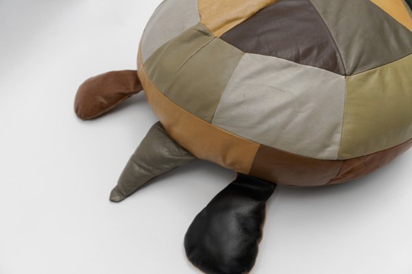 Mid-Century Modern Leather Turtle Poufs, Switzerland, 1960s, Set of 3-KQB-1810999