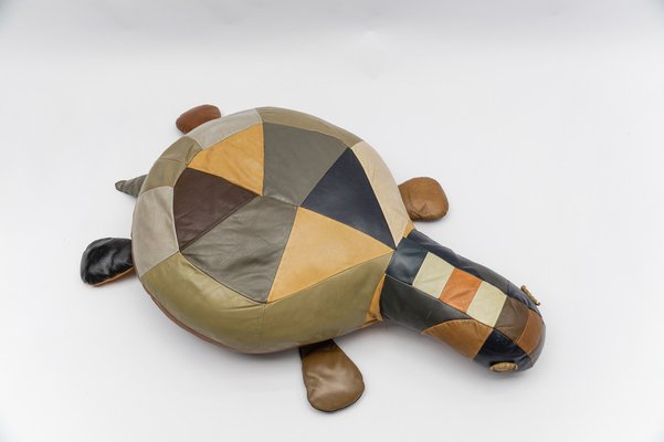 Mid-Century Modern Leather Turtle Poufs, Switzerland, 1960s, Set of 3-KQB-1810999