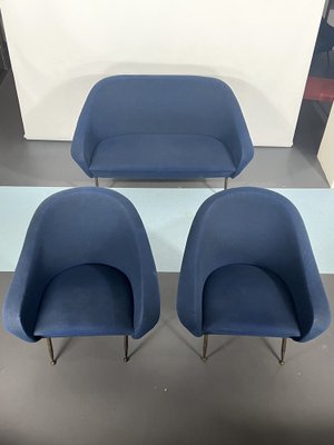 Mid-Century Modern Loveseat and Armchairs by Gastone Rinaldi, 1950s, Set of 3-OT-1239098