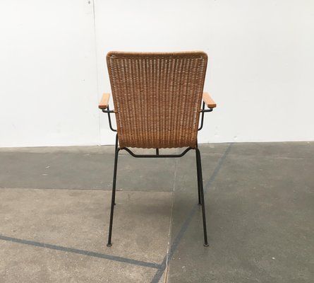 Mid-Century Modern Metal & Rattan Dining Chairs, Set of 3-UAH-879141