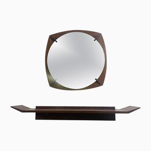 Mid-Century Modern Mirror and Console in Wood, Italy, 1960s, Set of 2-FGA-1722807