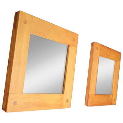 Mid-Century Modern Mirrors in Elm by Pierre Chapo, France, 1970s, Set of 2-TRW-1702345