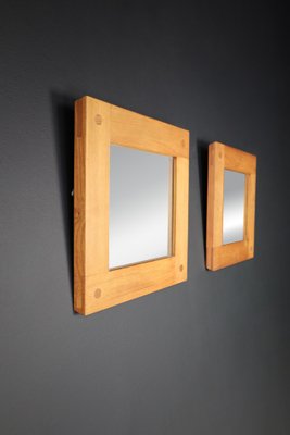 Mid-Century Modern Mirrors in Elm by Pierre Chapo, France, 1970s, Set of 2-TRW-1702345