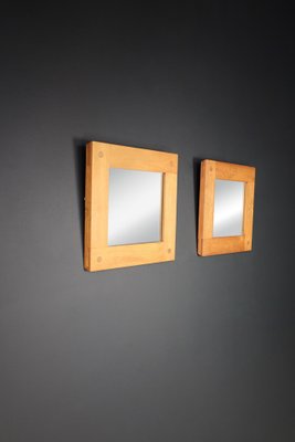 Mid-Century Modern Mirrors in Elm by Pierre Chapo, France, 1970s, Set of 2-TRW-1702345