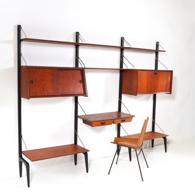 Mid-Century Modern Modular Wall Unit in Teak by Louis van Teeffelen for Wébé, 1950s, Set of 13-MY-1780739