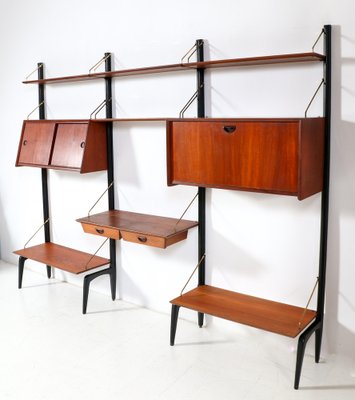 Mid-Century Modern Modular Wall Unit in Teak by Louis van Teeffelen for Wébé, 1950s, Set of 13-MY-1780739