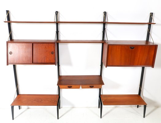 Mid-Century Modern Modular Wall Unit in Teak by Louis van Teeffelen for Wébé, 1950s, Set of 13-MY-1780739