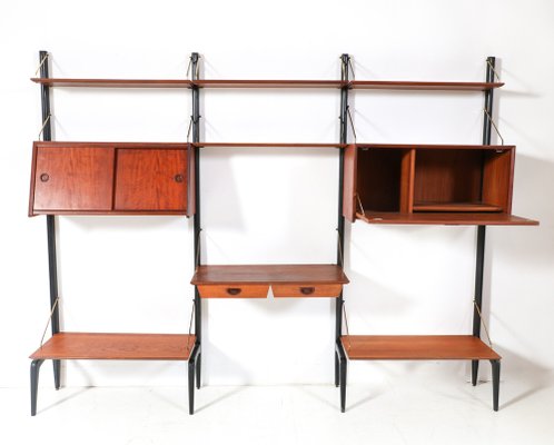 Mid-Century Modern Modular Wall Unit in Teak by Louis van Teeffelen for Wébé, 1950s, Set of 13-MY-1780739