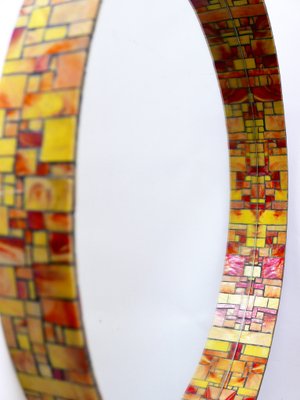 Mid-Century Modern Mosaic Framed Circular Wall Mirror, Italy, 1960s-WPT-716566