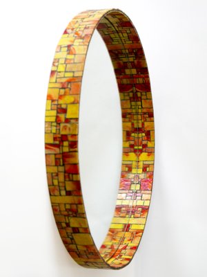 Mid-Century Modern Mosaic Framed Circular Wall Mirror, Italy, 1960s-WPT-716566