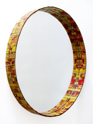 Mid-Century Modern Mosaic Framed Circular Wall Mirror, Italy, 1960s-WPT-716566