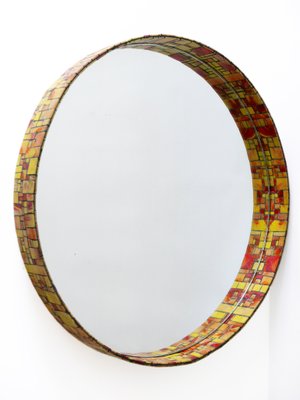 Mid-Century Modern Mosaic Framed Circular Wall Mirror, Italy, 1960s-WPT-716566