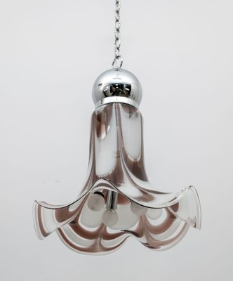 Mid-Century Modern Murano Glass and Steel Pendant from AV Mazzega, Italy, 1970s-FER-1736996