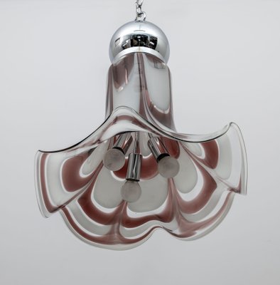 Mid-Century Modern Murano Glass and Steel Pendant from AV Mazzega, Italy, 1970s-FER-1736996