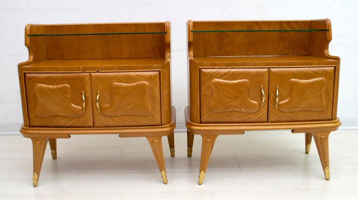 Mid-Century Modern Nightstands in Ashwood, Italy, 1950s, Set of 2-FER-765648