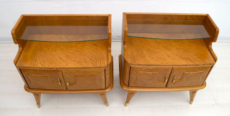 Mid-Century Modern Nightstands in Ashwood, Italy, 1950s, Set of 2-FER-765648