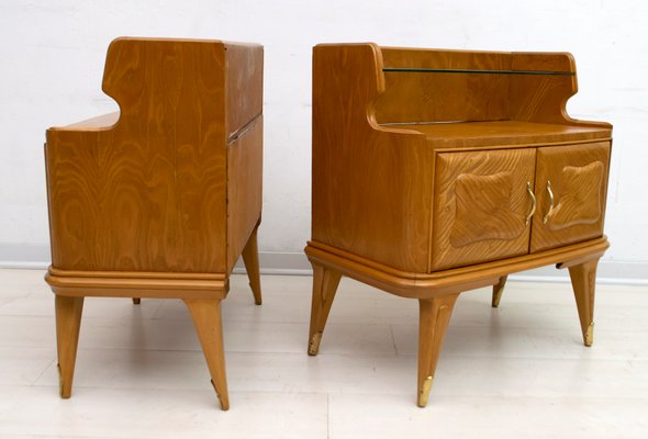 Mid-Century Modern Nightstands in Ashwood, Italy, 1950s, Set of 2-FER-765648