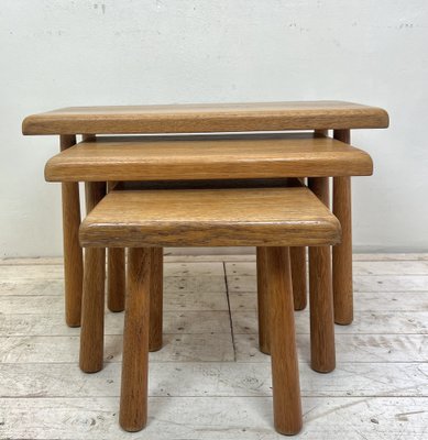 Mid-Century Modern Oak Nesting Tables from Oisterwijk, Netherlands, 1970s, Set of 3-WZZ-1408789