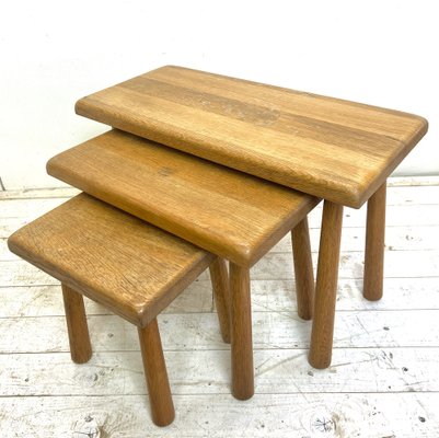 Mid-Century Modern Oak Nesting Tables from Oisterwijk, Netherlands, 1970s, Set of 3-WZZ-1408789