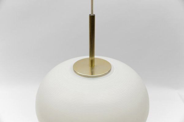 Mid-Century Modern Opaline Glass Ball Pendant Lamp by Doria Leuchten, Germany, 1960s-KQB-1734089