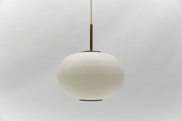 Mid-Century Modern Opaline Glass Ball Pendant Lamp by Doria Leuchten, Germany, 1960s-KQB-1734089