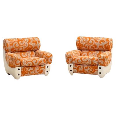 Mid-Century Modern Orange Armchairs, Italy, 1970s, Set of 2-FGA-1333588