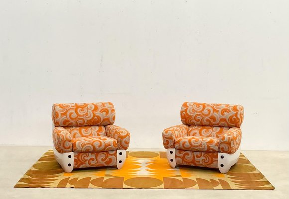 Mid-Century Modern Orange Armchairs, Italy, 1970s, Set of 2-FGA-1333588