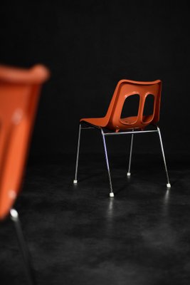 Mid-Century Modern Orange Plastic and Chrome Chairs from Plasson, 1960s, Set of 2-ZAA-1792511