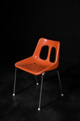 Mid-Century Modern Orange Plastic and Chrome Chairs from Plasson, 1960s, Set of 2-ZAA-1792511