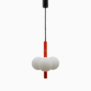 Mid-Century Modern Orange - White Sputnik Pendant Lamp by Kaiser Leuchten, Germany, 1960s-KQB-2028009