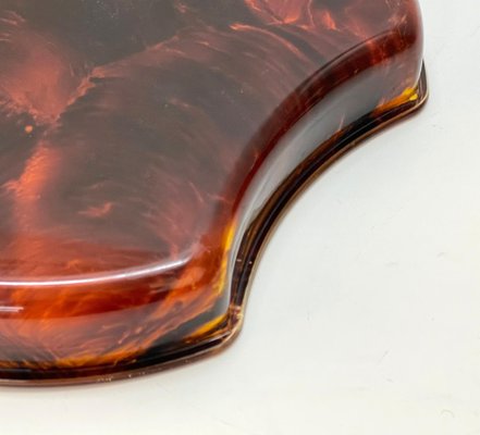 Mid-Century Modern Oval Serving Tray in Tortoiseshell Effect Acrylic Glass, Italy, 1970s-JDR-1743400