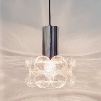 Mid-Century Modern Pendant in Bubble Glass and Chrome by Helena Tynell for Limburg, 1960s-BMM-1607955