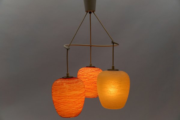 Mid-Century Modern Pendant Lamp in Glass and Metal, 1950s-KQB-1739074