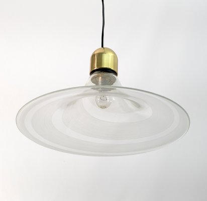 Mid-Century Modern Pendant Lamp in Spiral Murano Glass, Italy, 1970s-FER-1314597