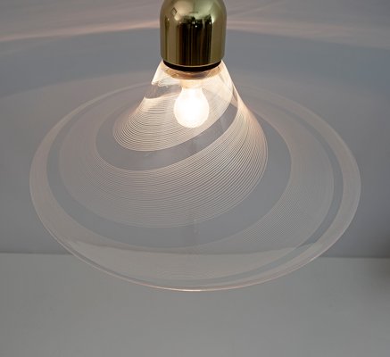 Mid-Century Modern Pendant Lamp in Spiral Murano Glass, Italy, 1970s-FER-1314597