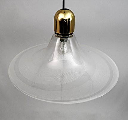 Mid-Century Modern Pendant Lamp in Spiral Murano Glass, Italy, 1970s-FER-1314597