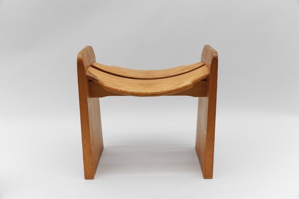 Mid-Century Modern Pine Wood Stool by Gilbert Marklund for Furusnickarn AB, 1970s-KQB-1736377